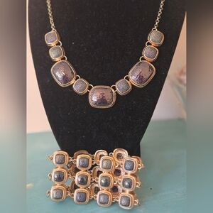 Elegant Gold and Bronze Necklace and Bracelet Set